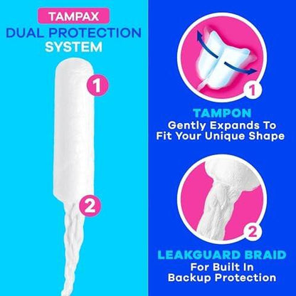 Tampax Starter Kit Multipack, mit LeakGuard Geflecht, Regular/Super Saugstärke, einfacher erster Tampon-Versuch, unparfümiert, 12 Stück