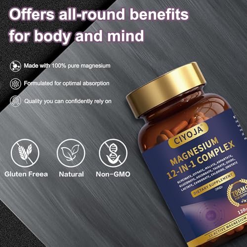 12-in-1 Magnesium Komplex für Frauen und Männer: Magnesiumglycinat 700mg mit Citrat, Malat, Taurat, chelatierte Formen – Hochdosiertes Magnesiumpräparat für Entspannung, Muskeln, Herz – 120 vegane Kapseln