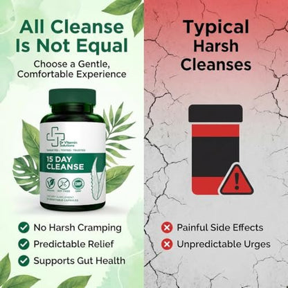 15-Tage-Darmreinigung & Detox für Frauen und Männer – Sanfte Darmkur mit Sennesblättern, Aloe Vera, Flohsamenschalen & Probiotika – Vegan, Non-GMO, 15 Kapseln – Dr Vitamin Solutions