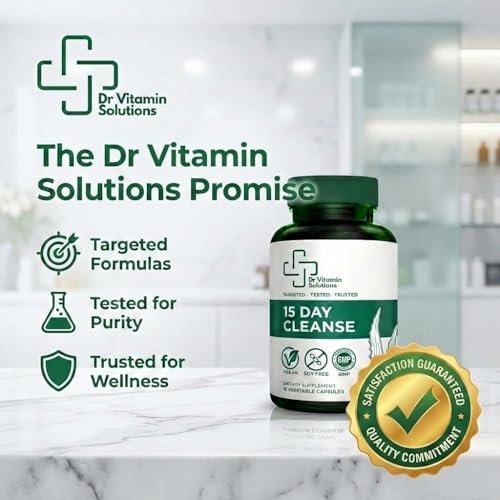 15-Tage-Darmreinigung & Detox für Frauen und Männer – Sanfte Darmkur mit Sennesblättern, Aloe Vera, Flohsamenschalen & Probiotika – Vegan, Non-GMO, 15 Kapseln – Dr Vitamin Solutions