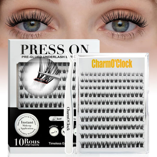 Selbstklebende Wimpern 150 Stück - Kein Kleber nötig, Wimpernverlängerung 8-16 mm, vorgeklebte Wimpern mit Applikator-Pinzette, wiederverwendbare Fake Wimpern Cluster für natürliche & dramatische Looks für Anfänger