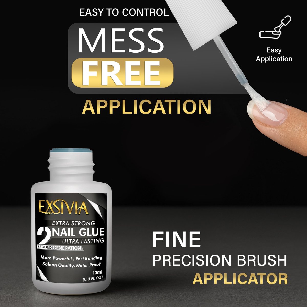 EXSIVIA Superstarker Nagelkleber 2. Generation (10 ml) & Acetonfreier Entferner (50 ml) mit Nagelhautschiebern – Essentials Press-On-Nagelset, schnell trocknend, langanhaltende Haftung, keine UV-Lampe nötig
