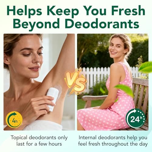 Chlorophyll Kapseln | Inneres Deodorant für Männer & Frauen | Natürliche Geruchskontrolle für Körpergeruch, frischen Atem, Immununterstützung, vegan (120 Kapseln)