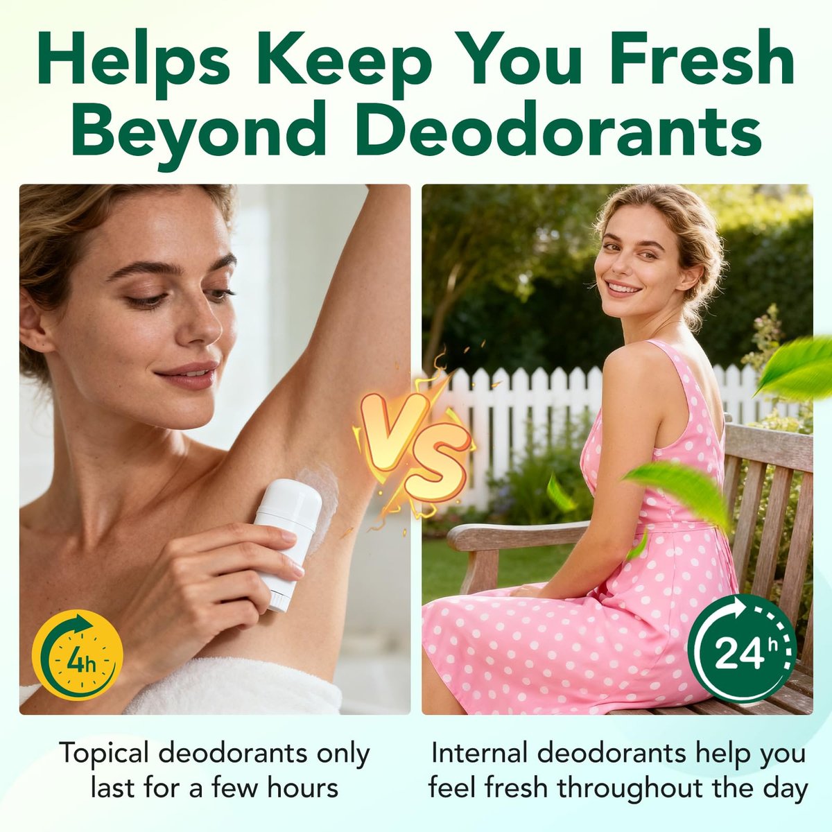 Chlorophyll Kapseln | Inneres Deodorant für Männer & Frauen | Natürliche Geruchskontrolle für Körpergeruch, frischen Atem, Immununterstützung, vegan (120 Kapseln)