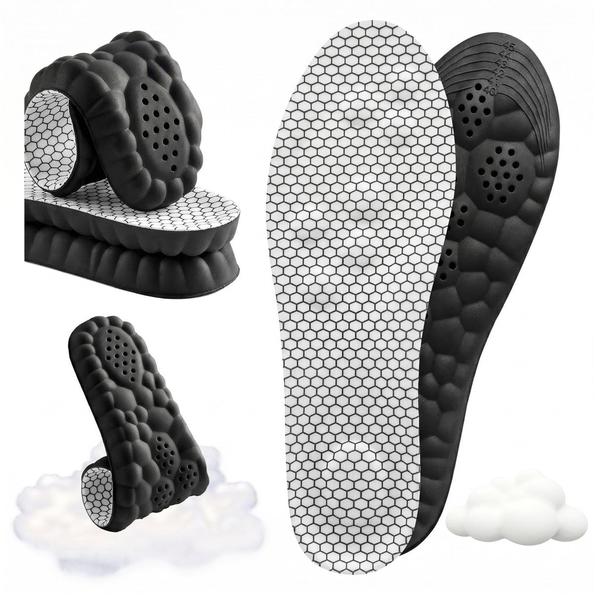 2026 Neue Stepper-Einlegesohlen für Damen und Herren – Cloud Memory Foam, extra weich, Fußschmerzlinderung, ganztägiger Komfort, Anti-Ermüdung & Stoßdämpfung (Gitter Weiß, Herren 7.5-10.5 / Damen 9-12)
