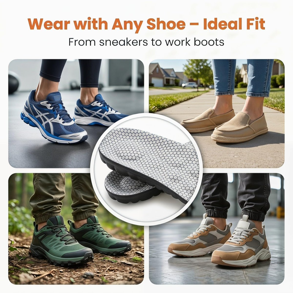 2026 Neue Stepper-Einlegesohlen für Damen und Herren – Cloud Memory Foam, extra weich, Fußschmerzlinderung, ganztägiger Komfort, Anti-Ermüdung & Stoßdämpfung (Gitter Weiß, Herren 7.5-10.5 / Damen 9-12)