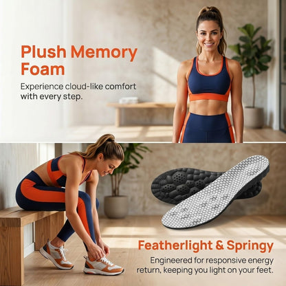 2026 Neue Stepper-Einlegesohlen für Damen und Herren – Cloud Memory Foam, extra weich, Fußschmerzlinderung, ganztägiger Komfort, Anti-Ermüdung & Stoßdämpfung (Gitter Weiß, Herren 7.5-10.5 / Damen 9-12)
