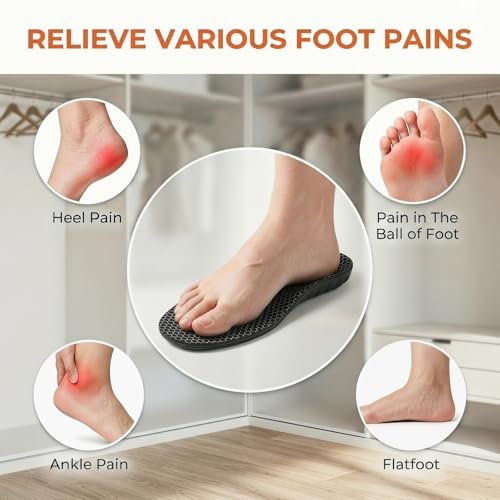 Cloud Memory Foam Einlegesohlen für Damen und Herren - Superweich, Fußschmerzlinderung, Ganztägiger Komfort, Anti-Ermüdung & Stoßdämpfung (Gitter Schwarz, Herren: US 11-11.5 / Damen: US 12.5-13)