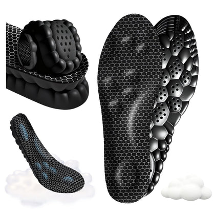 Cloud Memory Foam Einlegesohlen für Damen und Herren - Superweich, Fußschmerzlinderung, Ganztägiger Komfort, Anti-Ermüdung & Stoßdämpfung (Gitter Schwarz, Herren: US 11-11.5 / Damen: US 12.5-13)