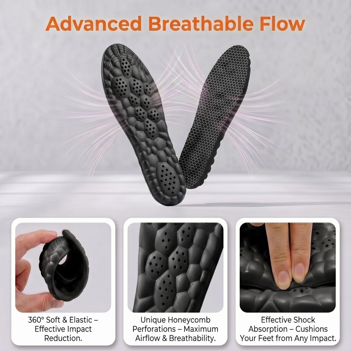 Cloud Memory Foam Einlegesohlen für Damen und Herren - Superweich, Fußschmerzlinderung, Ganztägiger Komfort, Anti-Ermüdung & Stoßdämpfung (Gitter Schwarz, Herren: US 11-11.5 / Damen: US 12.5-13)