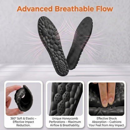 Cloud Memory Foam Einlegesohlen für Damen und Herren - Superweich, Fußschmerzlinderung, Ganztägiger Komfort, Anti-Ermüdung & Stoßdämpfung (Gitter Schwarz, Herren: US 11-11.5 / Damen: US 12.5-13)