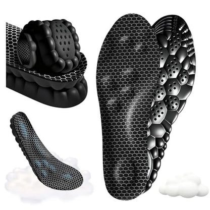 Cloud Memory Foam Einlegesohlen für Damen und Herren - Superweich, Fußschmerzlinderung, Ganztägiger Komfort, Anti-Ermüdung & Stoßdämpfung (Gitter Schwarz, Herren: US 11-11.5 / Damen: US 12.5-13)