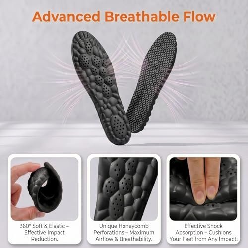 Cloud Memory Foam Einlegesohlen für Damen und Herren - Superweich, Fußschmerzlinderung, Ganztägiger Komfort, Anti-Ermüdung & Stoßdämpfung (Gitter Schwarz, Herren: US 11-11.5 / Damen: US 12.5-13)