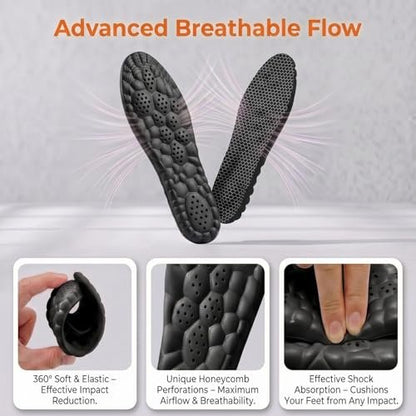 Cloud Memory Foam Einlegesohlen für Damen und Herren - Superweich, Fußschmerzlinderung, Ganztägiger Komfort, Anti-Ermüdung & Stoßdämpfung (Gitter Schwarz, Herren: US 11-11.5 / Damen: US 12.5-13)