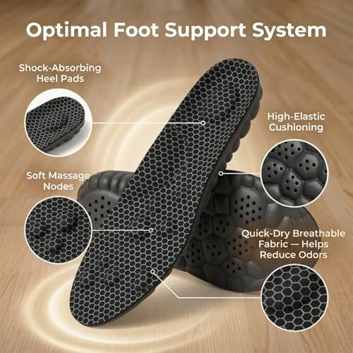 Cloud Memory Foam Einlegesohlen für Damen und Herren - Superweich, Fußschmerzlinderung, Ganztägiger Komfort, Anti-Ermüdung & Stoßdämpfung (Gitter Schwarz, Herren: US 11-11.5 / Damen: US 12.5-13)