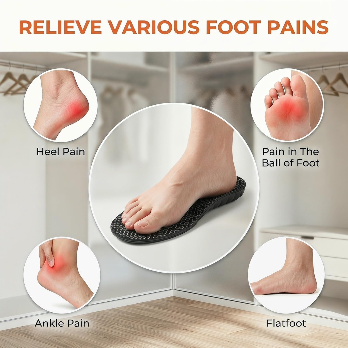 Cloud Memory Foam Einlegesohlen für Damen und Herren - Superweich, Fußschmerzlinderung, Ganztägiger Komfort, Anti-Ermüdung & Stoßdämpfung (Gitter Schwarz, Herren: US 11-11.5 / Damen: US 12.5-13)