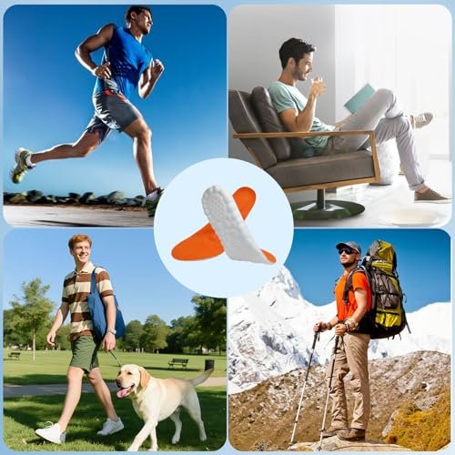 Fuetpl Steppereinlagen für Männer und Frauen 2026 – Cloud Memory Schaumstoff, Superweich, Fußschmerzlinderung, Tageskomfort, Anti-Ermüdung & Stoßdämpfung (Orange, Männer 5-7.5 / Frauen 6.5-9)