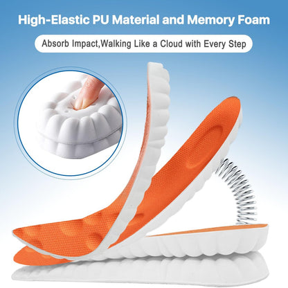 Fuetpl Steppereinlagen für Männer und Frauen 2026 – Cloud Memory Schaumstoff, Superweich, Fußschmerzlinderung, Tageskomfort, Anti-Ermüdung & Stoßdämpfung (Orange, Männer 5-7.5 / Frauen 6.5-9)