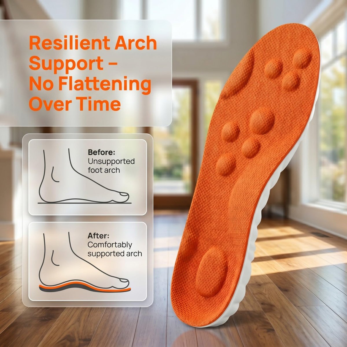 2026 Neue Stepp-Insolen für Damen und Herren – Cloud Memory Foam, superweich, Fußschmerzlinderung, ganztägiger Komfort, Anti-Ermüdung & Stoßdämpfung (Orange, Herren 7.5-10.5 / Damen 9-12)