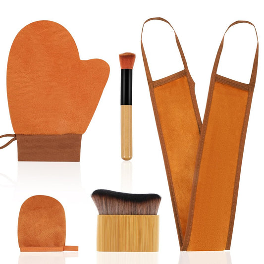 DEBETOOL 5-in-1 Selbstbräuner Handschuh Set – Professioneller Bräunungsapplikator für Gesicht & Körper, inkl. Rückenapplikator und Body Brush für streifenfreies, palmfreies Bräunen