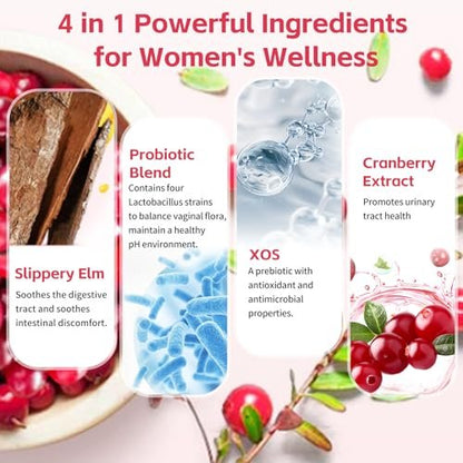 Wordln Probiotische Gummis für Frauen – Unterstützt pH-Gleichgewicht, Vaginalgesundheit, Geruchskontrolle & Hefegleichgewicht, Zuckerfreier Cranberry-Geschmack, 60 Stück (1er-Pack)