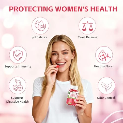 Wordln Probiotische Gummis für Frauen – Unterstützt pH-Gleichgewicht, Vaginalgesundheit, Geruchskontrolle & Hefegleichgewicht, Zuckerfreier Cranberry-Geschmack, 60 Stück (1er-Pack)