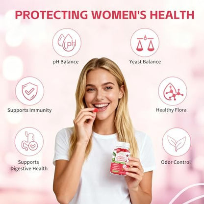 Wordln Probiotische Gummis für Frauen – Unterstützt pH-Gleichgewicht, Vaginalgesundheit, Geruchskontrolle & Hefegleichgewicht, Zuckerfreier Cranberry-Geschmack, 60 Stück (1er-Pack)