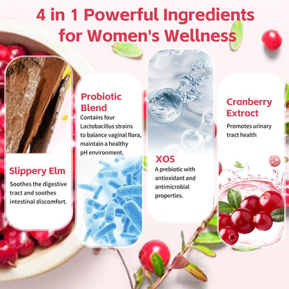 Wordln Probiotische Gummis für Frauen – Unterstützt pH-Gleichgewicht, Vaginalgesundheit, Geruchskontrolle & Hefegleichgewicht, Zuckerfreier Cranberry-Geschmack, 60 Stück (1er-Pack)