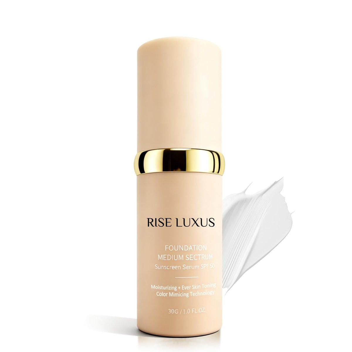 Rise Luxus Ultrablend 4-in-1 Foundation – 2025 Upgrade, Farbshift-Technologie, SPF 50, feuchtigkeitsspendend, wasserfest, Beige, 30 ml