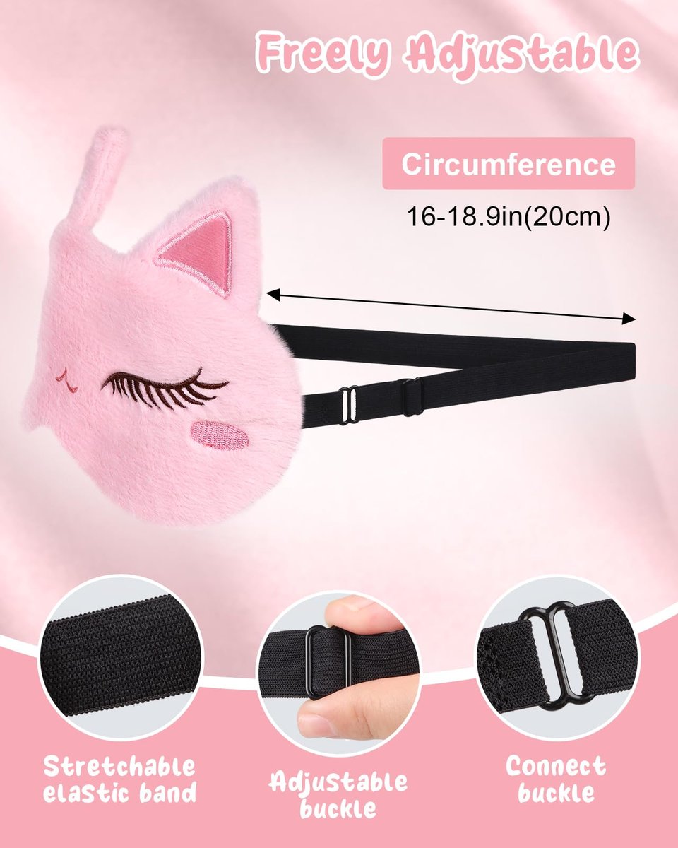 Miss Adola Schlafmaske für Kinder - Valentinstag Geschenk für Kinder, Kuschelige Plüsch Schlafbrille, Kawaii Katze Augenmaske mit verstellbarem Band für Mädchen Jungen Teenager