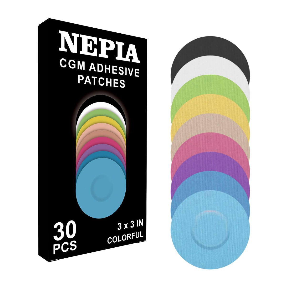 Nepia 30 Stück Regenbogen CGM Sensor Patches | Wasserdichte Klebefolie für Dexcom G7/Libre 1 2 3/Enlite | 14 Tage langanhaltender Schutz | Schweißresistente Sensorabdeckungen für aktiven Lebensstil