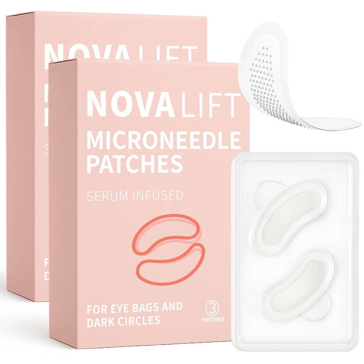 NOVALIFT Kunnozz Micro Augenpflaster – Anti-Augenringe & Tränensäcke, Anti-Falten Masken für Stirn & Lachfalten, 2 Boxen (je 3 Paare)