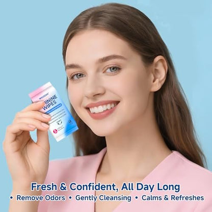 Feminine Wipes für Frauen, extrem kompakte Reise-Mini-Packs, pH-ausgeglichen, unparfümiert, hypoallergen, alkoholfrei, periodenfreundlich für Teenager & Frauen – 8er-Pack insgesamt 64 Tücher