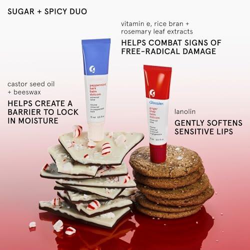 Glossier Balm Dotcom Hydrating Lip Balm Duo – Peppermint Bark & Ginger Snap – Nährende Lippenpflege Set, 2 x 15 ml