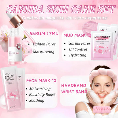 Sakura Hautpflege-Set für Frauen, Geburtstagsgeschenke für Mädchen - Hautpflege für Kinder - Hautpflege für Mädchen 10-12 - Kinder-Hautpflege-Set für Mädchen 8-12, Weihnachtsgeschenke für Teenager
