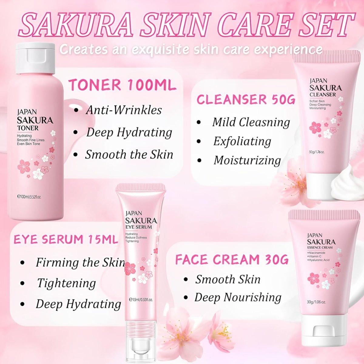 Sakura Hautpflege-Set für Frauen, Geburtstagsgeschenke für Mädchen - Hautpflege für Kinder - Hautpflege für Mädchen 10-12 - Kinder-Hautpflege-Set für Mädchen 8-12, Weihnachtsgeschenke für Teenager