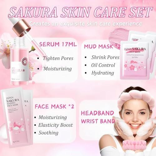 Sakura Hautpflege-Set für Frauen, Geburtstagsgeschenke für Mädchen - Hautpflege für Kinder - Hautpflege für Mädchen 10-12 - Kinder-Hautpflege-Set für Mädchen 8-12, Weihnachtsgeschenke für Teenager