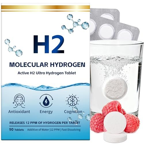 Crobirware Molekulare Wasserstofftabletten (12 PPM) - 90 Stück Hochpotenz H2-Tabletten für Trinkwasser mit Magnesium, Schnell lösliche Wasserstofftabletten für Energie, Fokus & Anti-Aging, Verpackung für unterwegs
