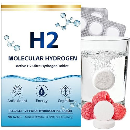 Crobirware Molekulare Wasserstofftabletten (12 PPM) - 90 Stück Hochpotenz H2-Tabletten für Trinkwasser mit Magnesium, Schnell lösliche Wasserstofftabletten für Energie, Fokus & Anti-Aging, Verpackung für unterwegs