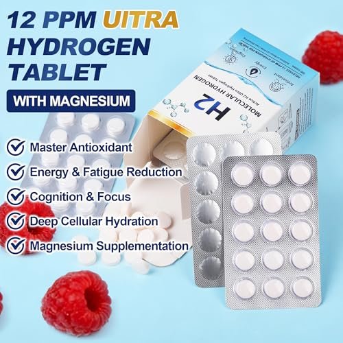 Crobirware Molekulare Wasserstofftabletten (12 PPM) - 90 Stück Hochpotenz H2-Tabletten für Trinkwasser mit Magnesium, Schnell lösliche Wasserstofftabletten für Energie, Fokus & Anti-Aging, Verpackung für unterwegs