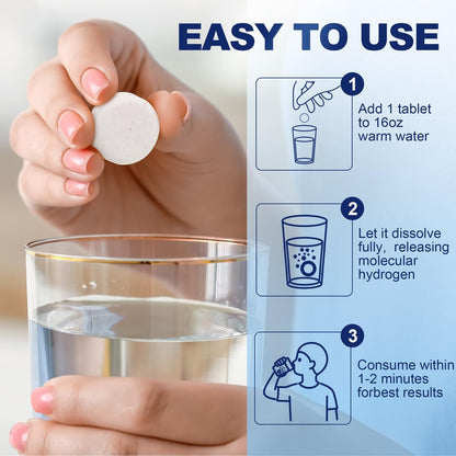 Crobirware Molekulare Wasserstofftabletten (12 PPM) - 90 Stück Hochpotenz H2-Tabletten für Trinkwasser mit Magnesium, Schnell lösliche Wasserstofftabletten für Energie, Fokus & Anti-Aging, Verpackung für unterwegs