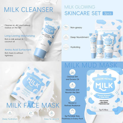 Milk Kids Skincare Sets für Mädchen 8-10 Geburtstagsgeschenke Weihnachten - Hautpflege für Mädchen 10-12 - Geschenke für Teenager Mädchen Hautpflege für Kinder 8-12, Hautpflege für Teens 10-12, Hautpflege-Set für Kinder 8-9
