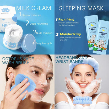 Milk Kids Skincare Sets für Mädchen 8-10 Geburtstagsgeschenke Weihnachten - Hautpflege für Mädchen 10-12 - Geschenke für Teenager Mädchen Hautpflege für Kinder 8-12, Hautpflege für Teens 10-12, Hautpflege-Set für Kinder 8-9