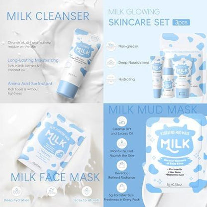 Milk Kids Skincare Sets für Mädchen 8-10 Geburtstagsgeschenke Weihnachten - Hautpflege für Mädchen 10-12 - Geschenke für Teenager Mädchen Hautpflege für Kinder 8-12, Hautpflege für Teens 10-12, Hautpflege-Set für Kinder 8-9