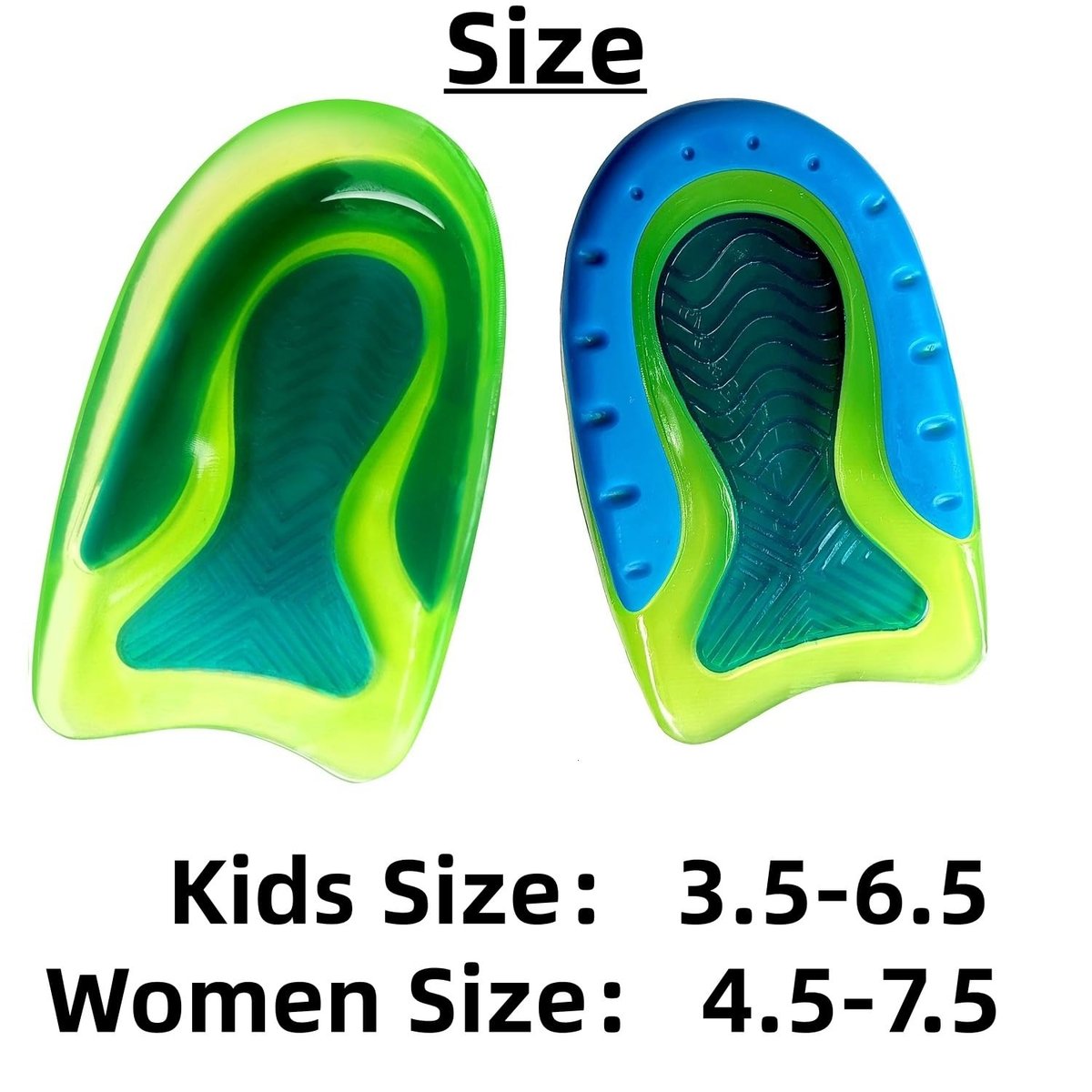 DLOSN Fersenpolster für Kinder – 1 Paar Gel-Fersenkissen gegen Fersenschmerzen, Plantarfasziitis, Sporn & Knöchelschmerzen (Kindergröße 3.5-6.5 / Damen 4.5-7.5)