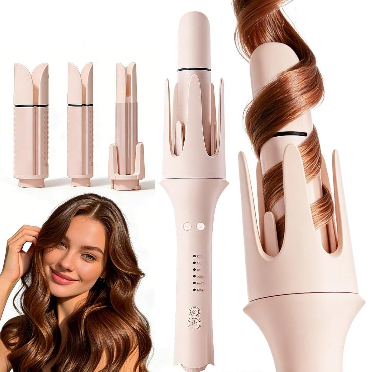 Automatischer Lockenstab Rotierend – 3-in-1 Selbstlockender Haarcurler mit 3 Aufsätzen für lockere Wellen bis enge Locken, Negativ-Ionen-Keramik, Antiverhedder & schnelles Aufheizen, sicheres Styling für alle Haartypen