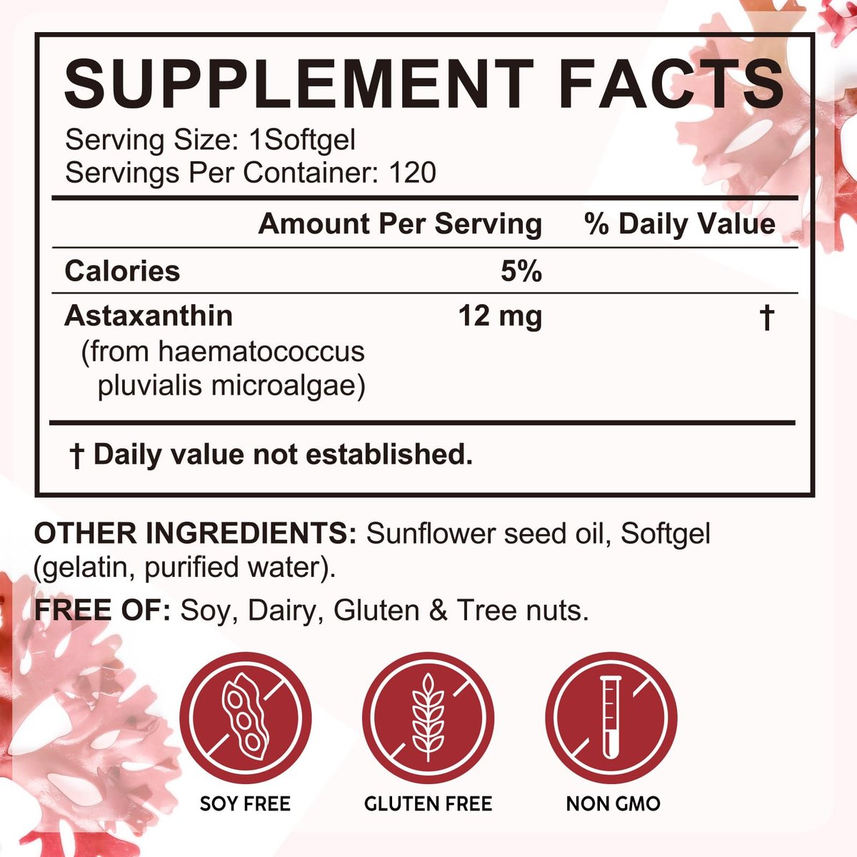 Tiuedu Astaxanthin 12mg, 120 Softgels, 4-Monatsvorrat – Antioxidans für Augen, Gelenke, Durchblutung und Hautgesundheit