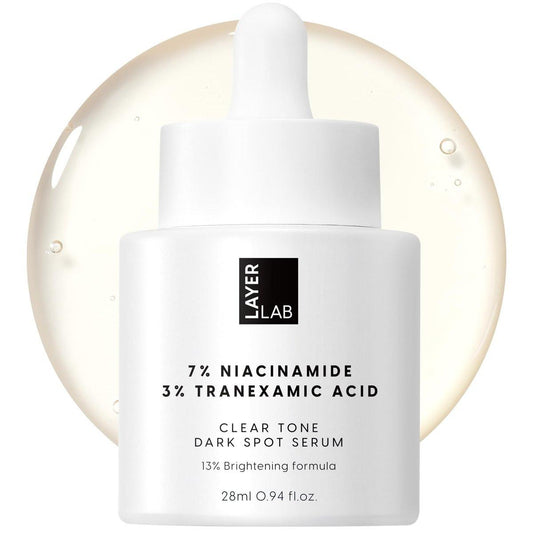 LAYERLAB Niacinamid 7% & Tranexamsäure 3% Serum gegen dunkle Flecken | 13% Radiance Complex für einen gleichmäßigen Hautton | Feuchtigkeitsspendende K-Beauty Hautpflege 28 ml