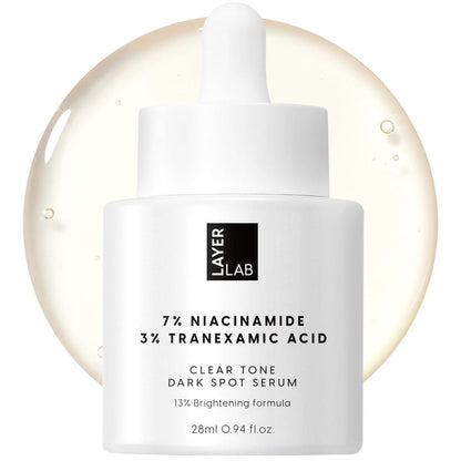 LAYERLAB Niacinamid 7% & Tranexamsäure 3% Serum gegen dunkle Flecken | 13% Radiance Complex für einen gleichmäßigen Hautton | Feuchtigkeitsspendende K-Beauty Hautpflege 28 ml