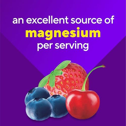 Vitafusion Magnesium Glycinat Gummis – 100 mg pro Portion zur Unterstützung der Muskelentspannung für Erwachsene, Boomin’ Cherry Berry Geschmack, 60 Stück